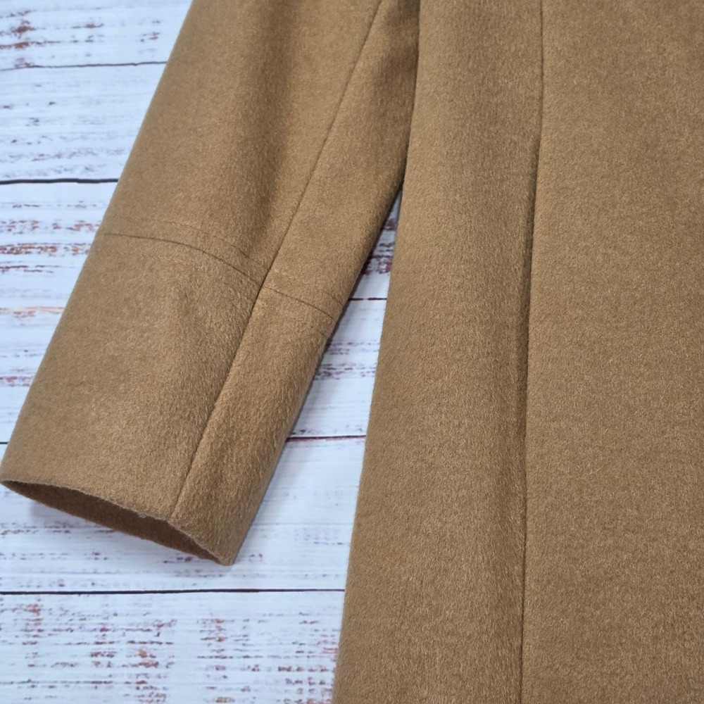 Larry Levine Wool Blend Coat Womens 6 Camel Tan Excellent Empire Waist Walking - Picture 3 of 13